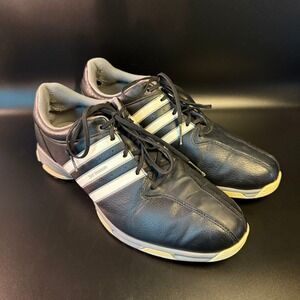 Adidas 360 Traxion Golf Shoes Leather Black‎ White Striped Mens Size 10